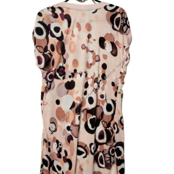 Sleeveless Casual Light Pink And Brown Polka Dot Tunic Blouse Top Size XL - Picture 2 of 9